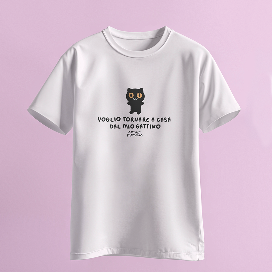 T-shirt Voglio tornare a casa dal mio gattino