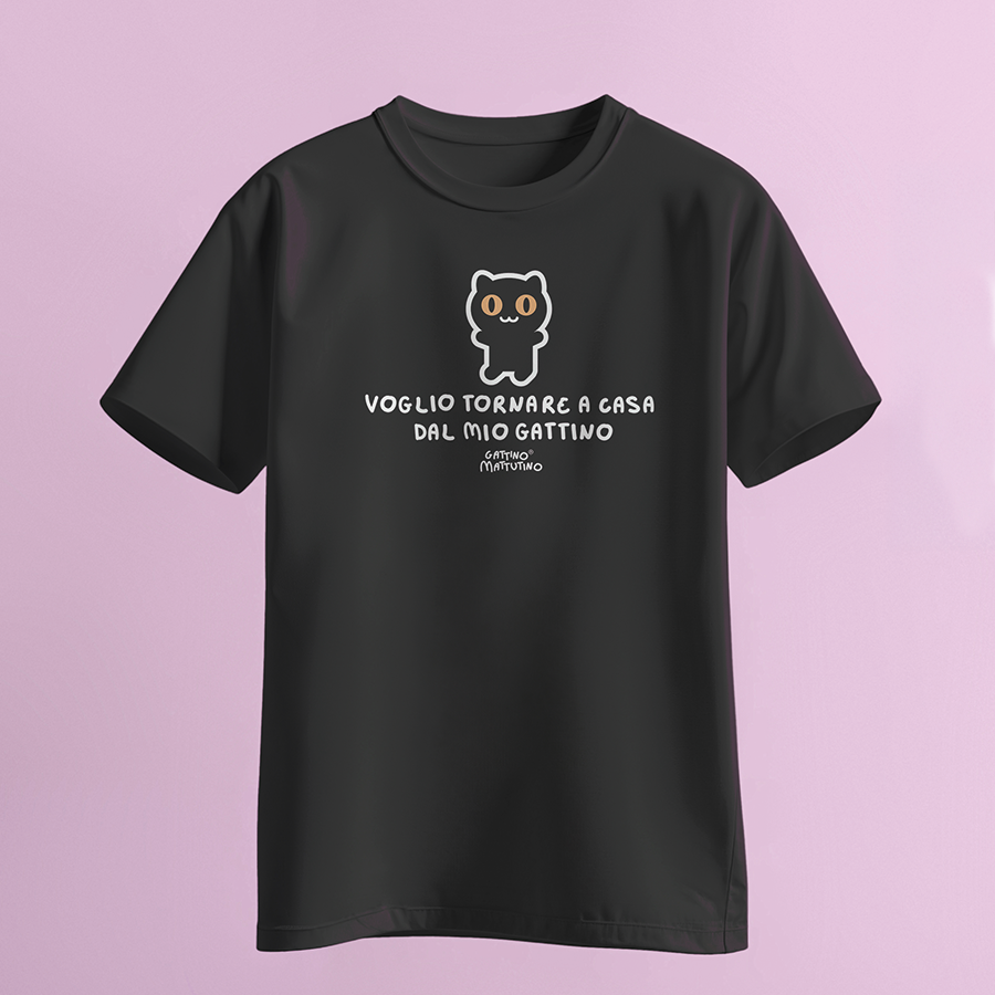T-shirt Voglio tornare a casa dal mio gattino